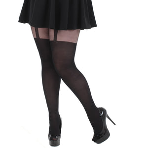 Plain Mock Suspender Tights