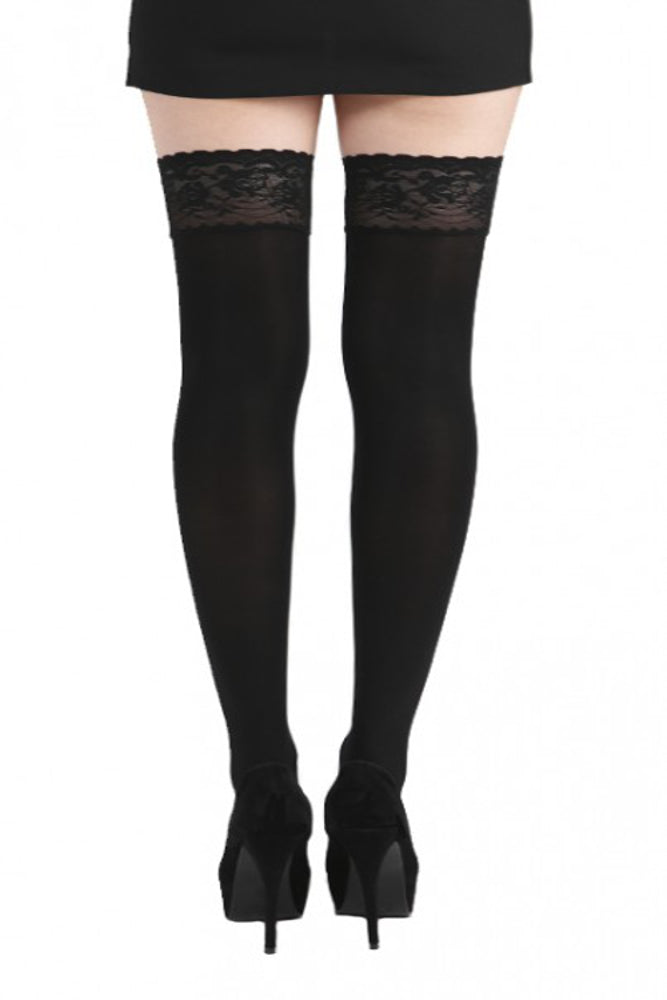 OPAQUE WARM THIGH HIGH STAY UPS/HOLD UPS WITH LACE TOP 20 22 24 26 -  Donatella's Hosiery